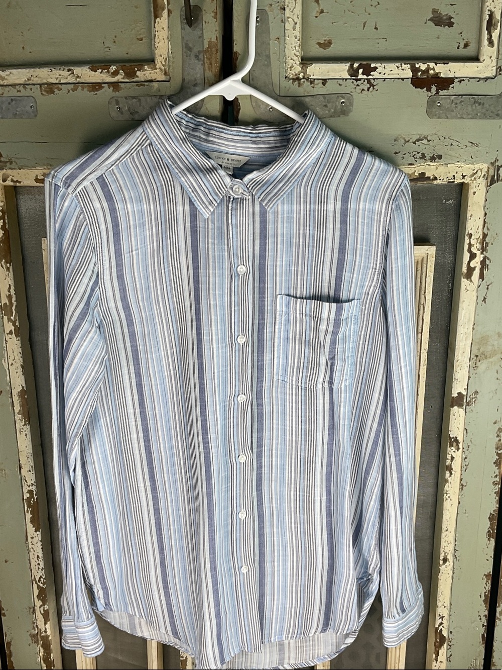 Lucky Brand Women’s Striped Shirt - Light Blue / White